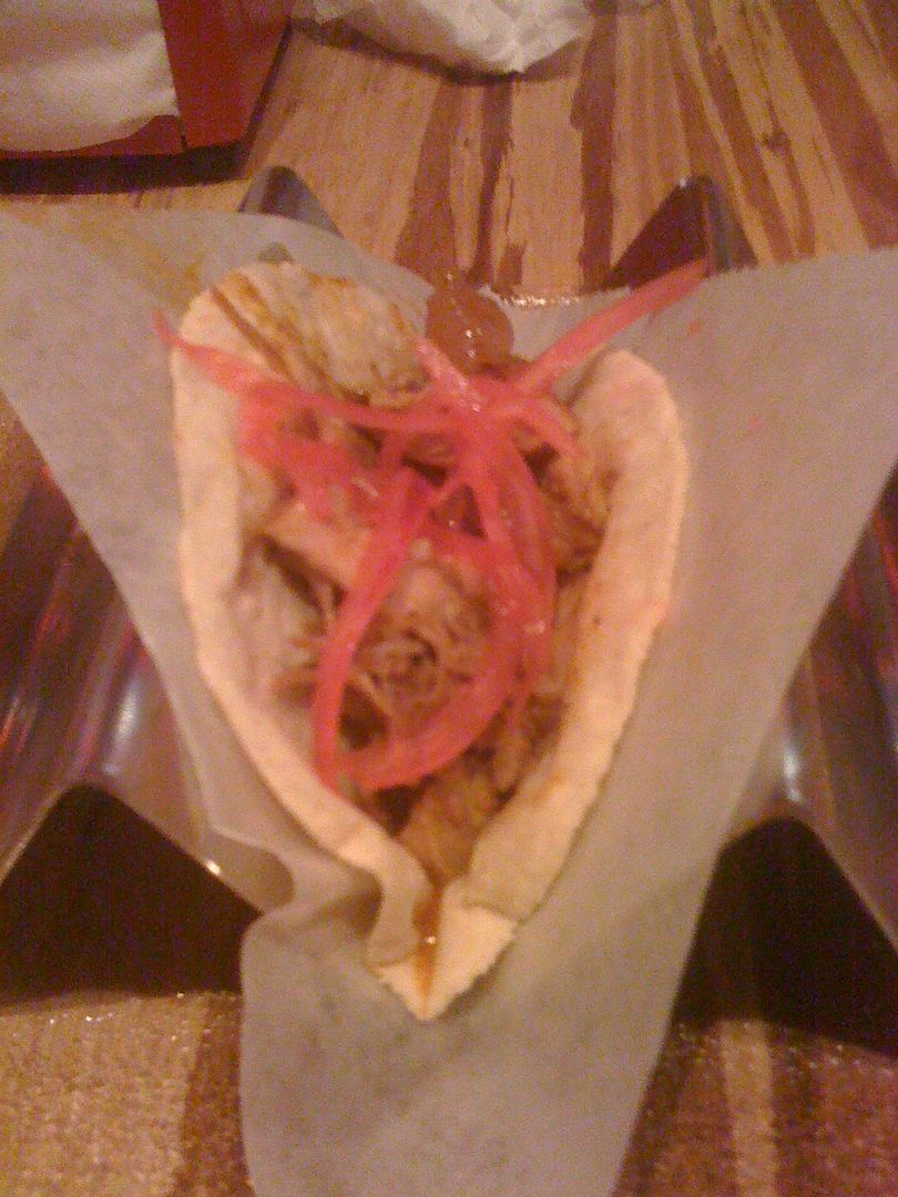 Cochinita Taco from China Poblano. Muy tasty. Cochinita Taco from China Poblano. Muy tasty.