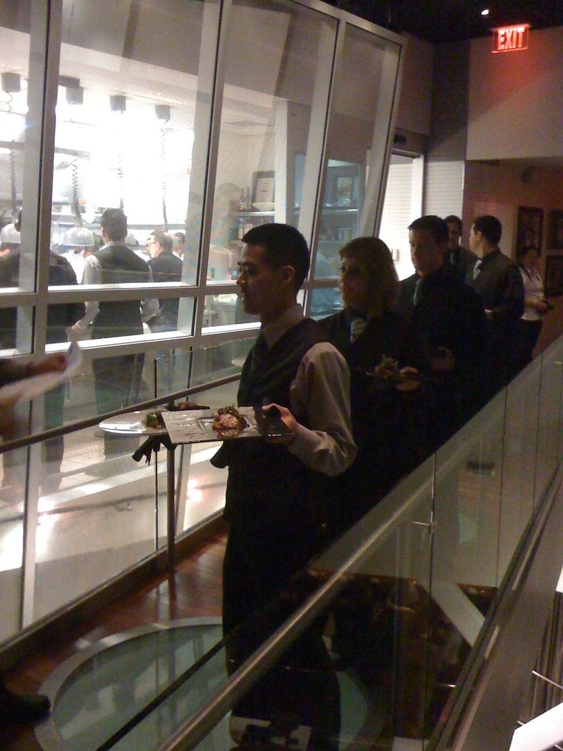 Servers Lined Up And Awaiting Takeoff At Jean-Louis Palladin Benefit Servers Lined Up And Awaiting Takeoff At Jean-Louis Palladin Benefit