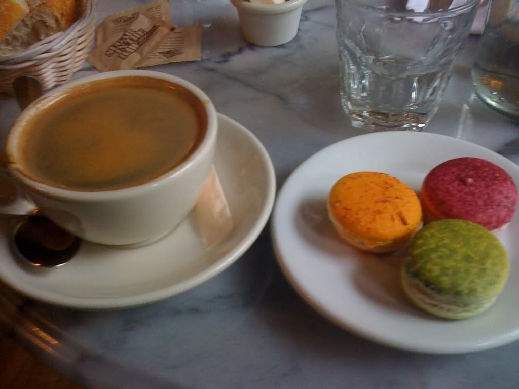 Macarons and Café Americano from Café de la Presse Macarons and Café Americano from Café de la Presse