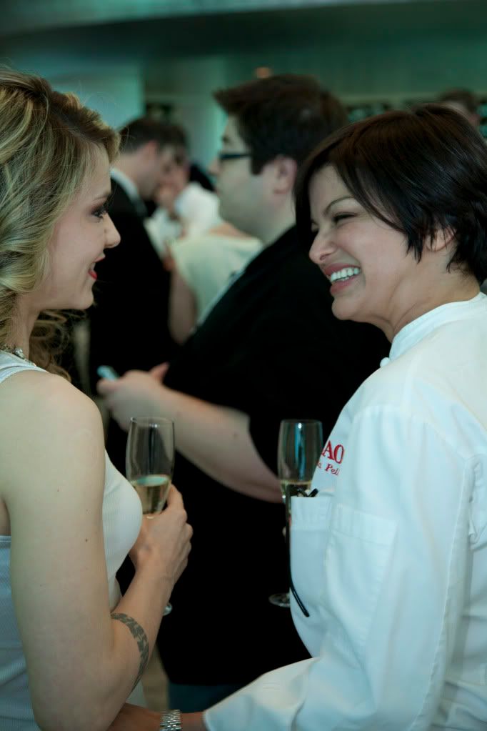 Nadia G. of Bitchin Kitchen on the left talking with Chef Carla Pellegrino on the right (photo: Kevin Stout) Nadia G. of Bitchin Kitchen on the left talking with Chef Carla Pellegrino on the right (photo: Kevin Stout)
