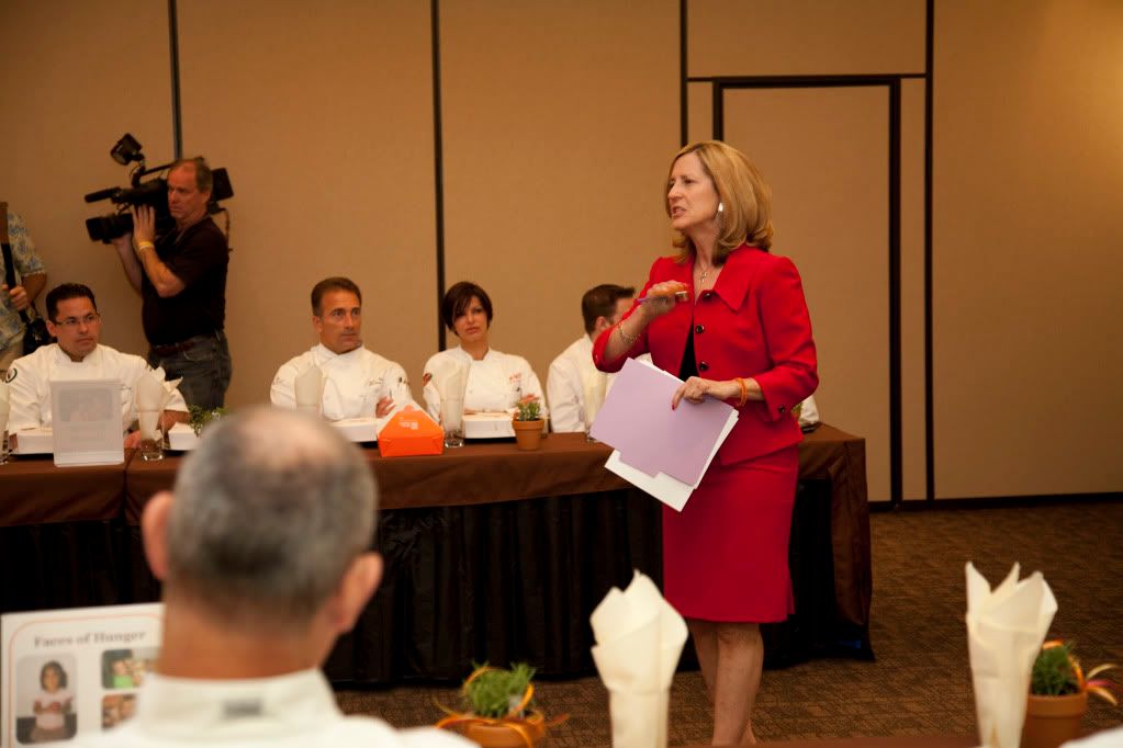Three Square President & CEO, Julie Murray, Greets the Chefs (photo by: Kevin Stout) Three Square President & CEO, Julie Murray, Greets the Chefs