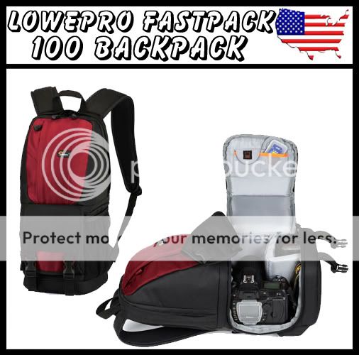 LOWEPRO FASTPACK 100 DSLR CAMERA BACKPACK RED 056035351907  