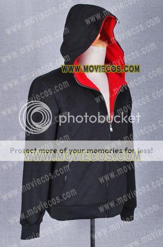 Assassins Creed II Desmond Miles Hoodie Black Jacket Costume Robe 