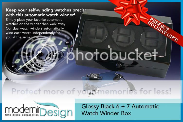 Glossy Black 6 + 7 Automatic Watch Winder Box 110~240V AC Power 