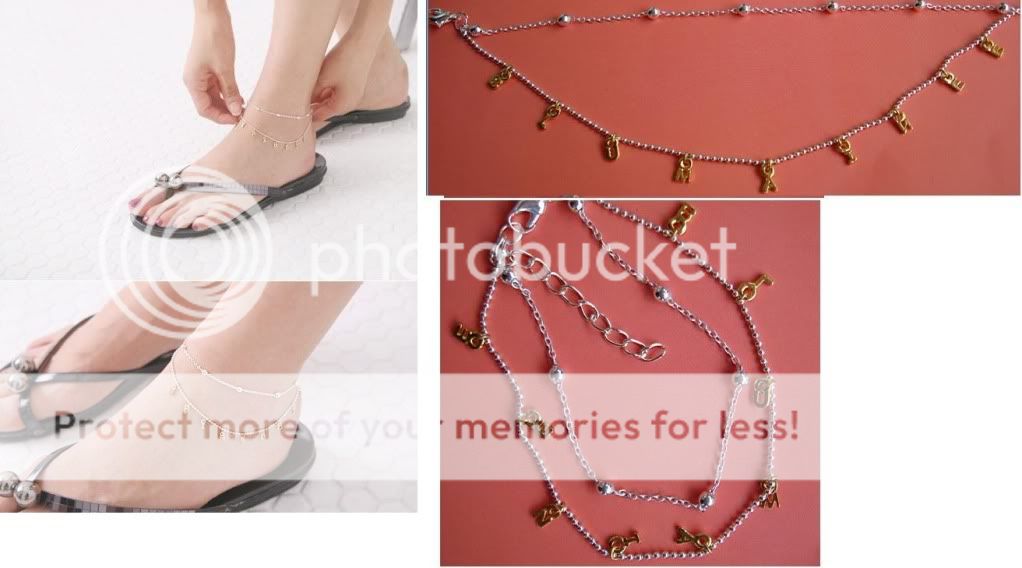 R052 9 Cute Letters Beads Double Chains Foot Chain  